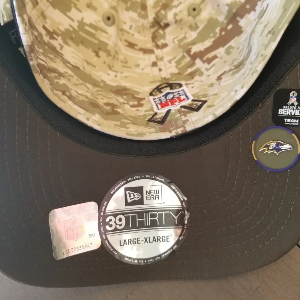 Baltimore Ravens New Era Camo Salute to Service 39THIRTY Flex Hat, L/XL